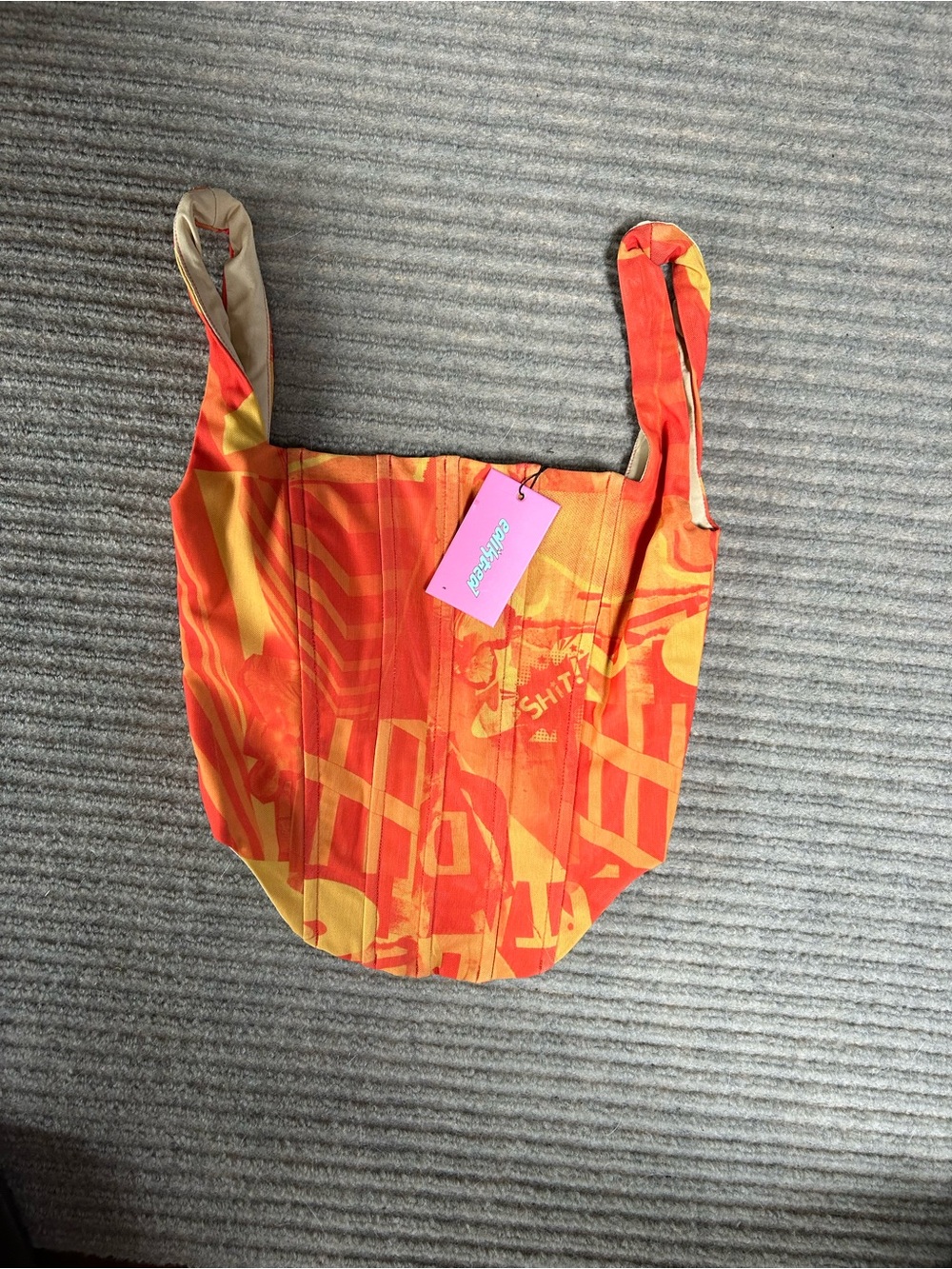 Edikted Bright Orange & Yellow Patterned Women’s Tote Bag